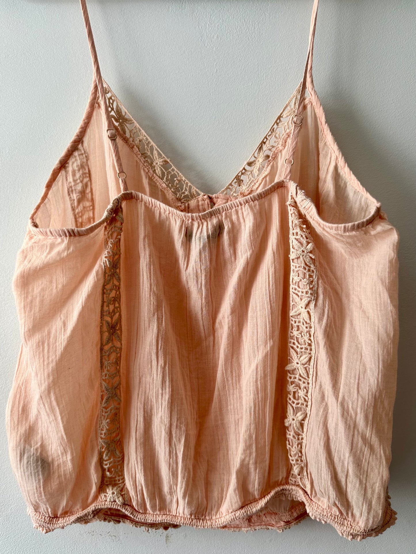 Pre-Loved Peach Boho Embroidered Cami Top