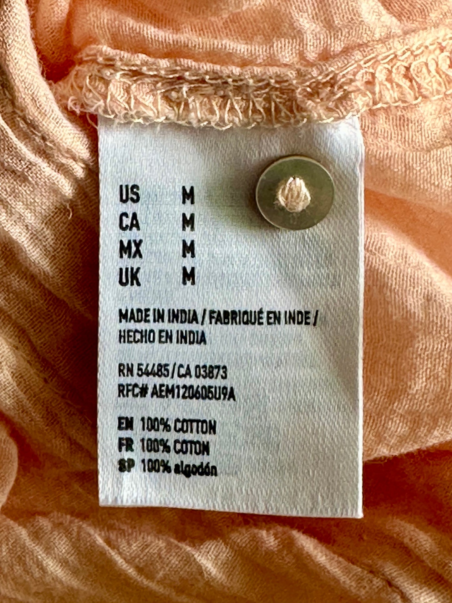 Pre-Loved Peach Boho Embroidered Cami Top