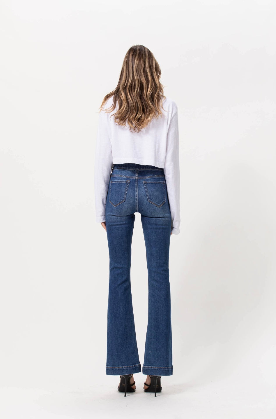 Pull-On Mid Rise Flare Denim