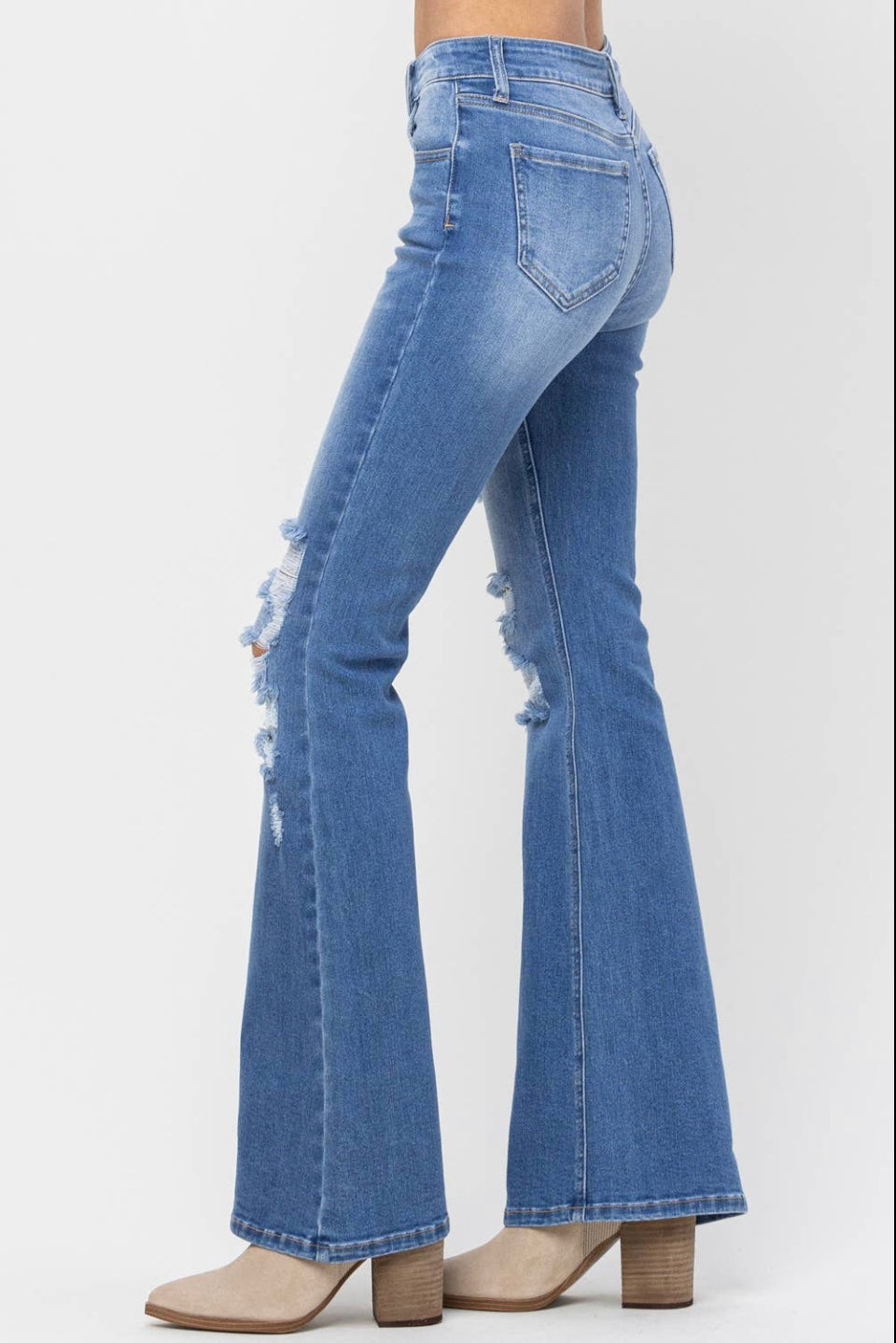 JJ Mid Rise Distressed Jeans
