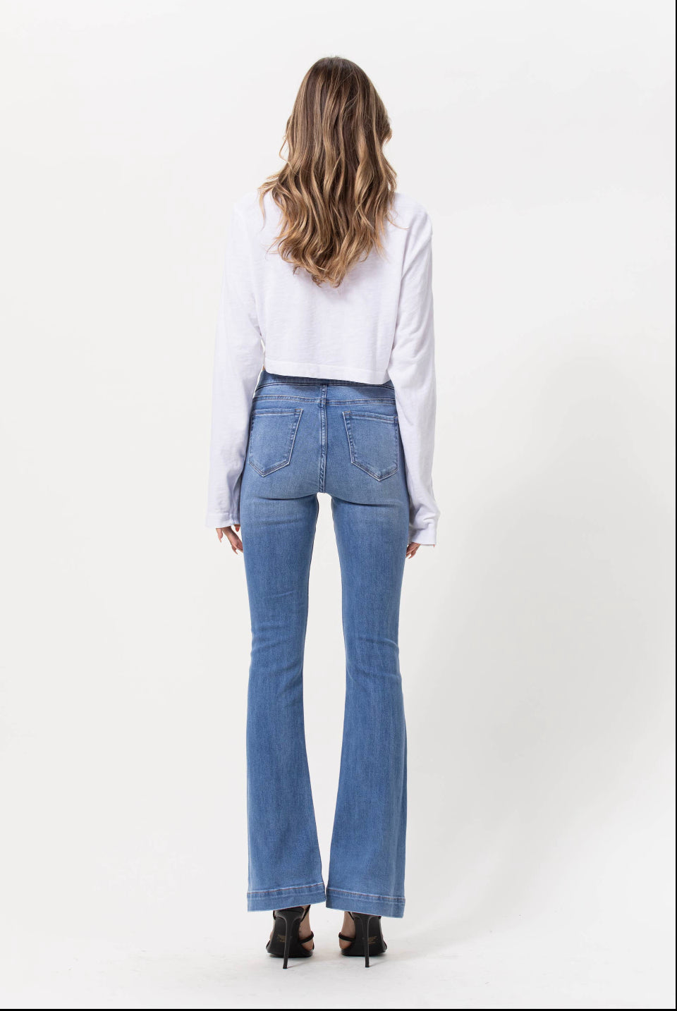 Pull-On Mid Rise Flare Denim