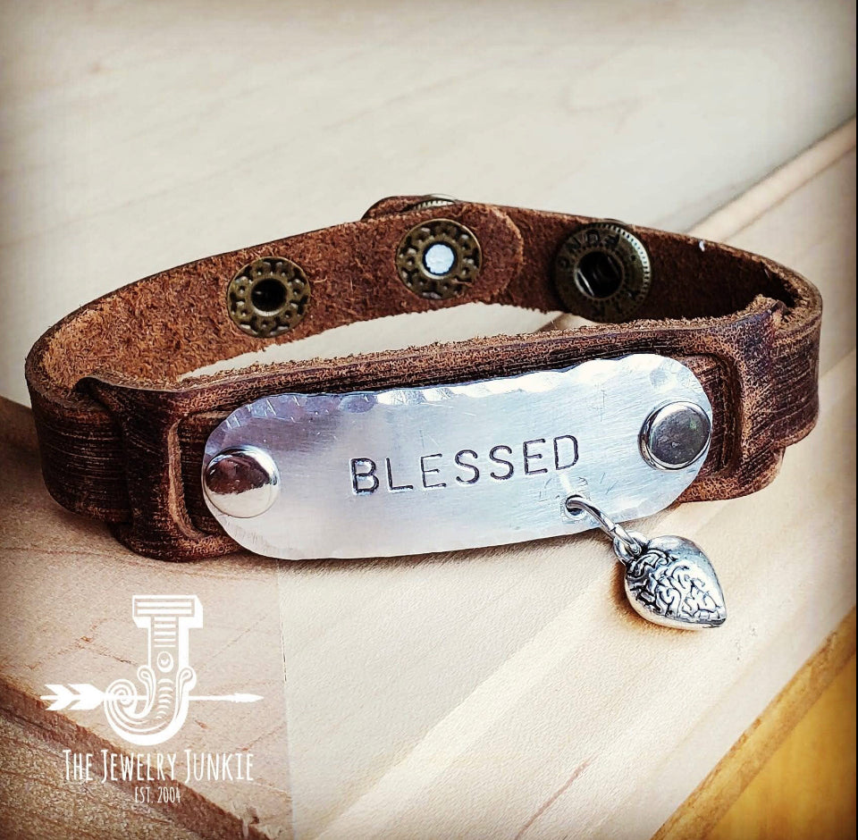 JJ Stamped Leather Cuff