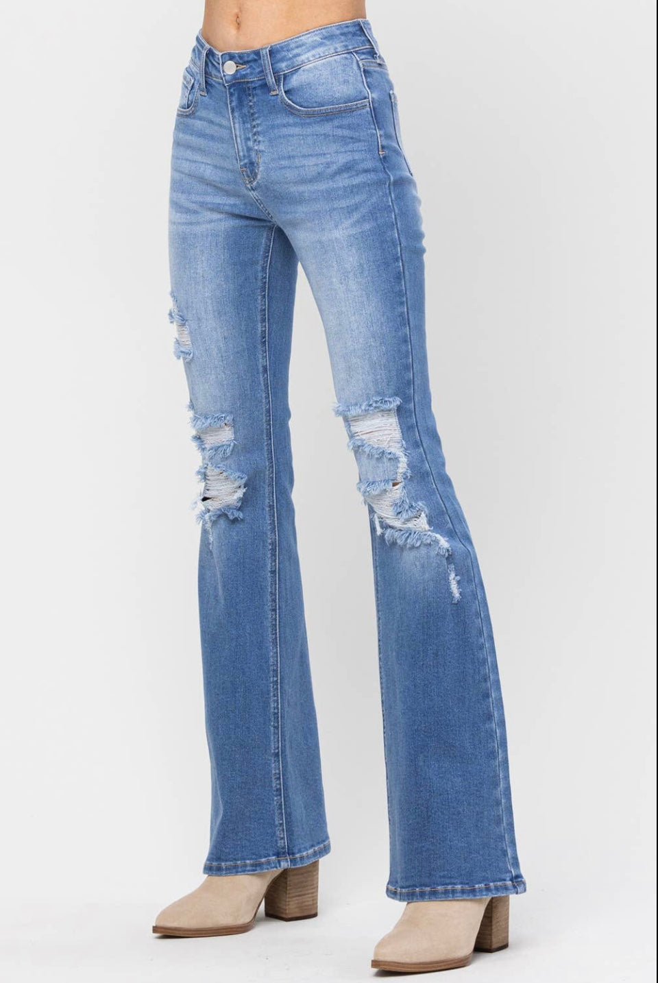 JJ Mid Rise Distressed Jeans