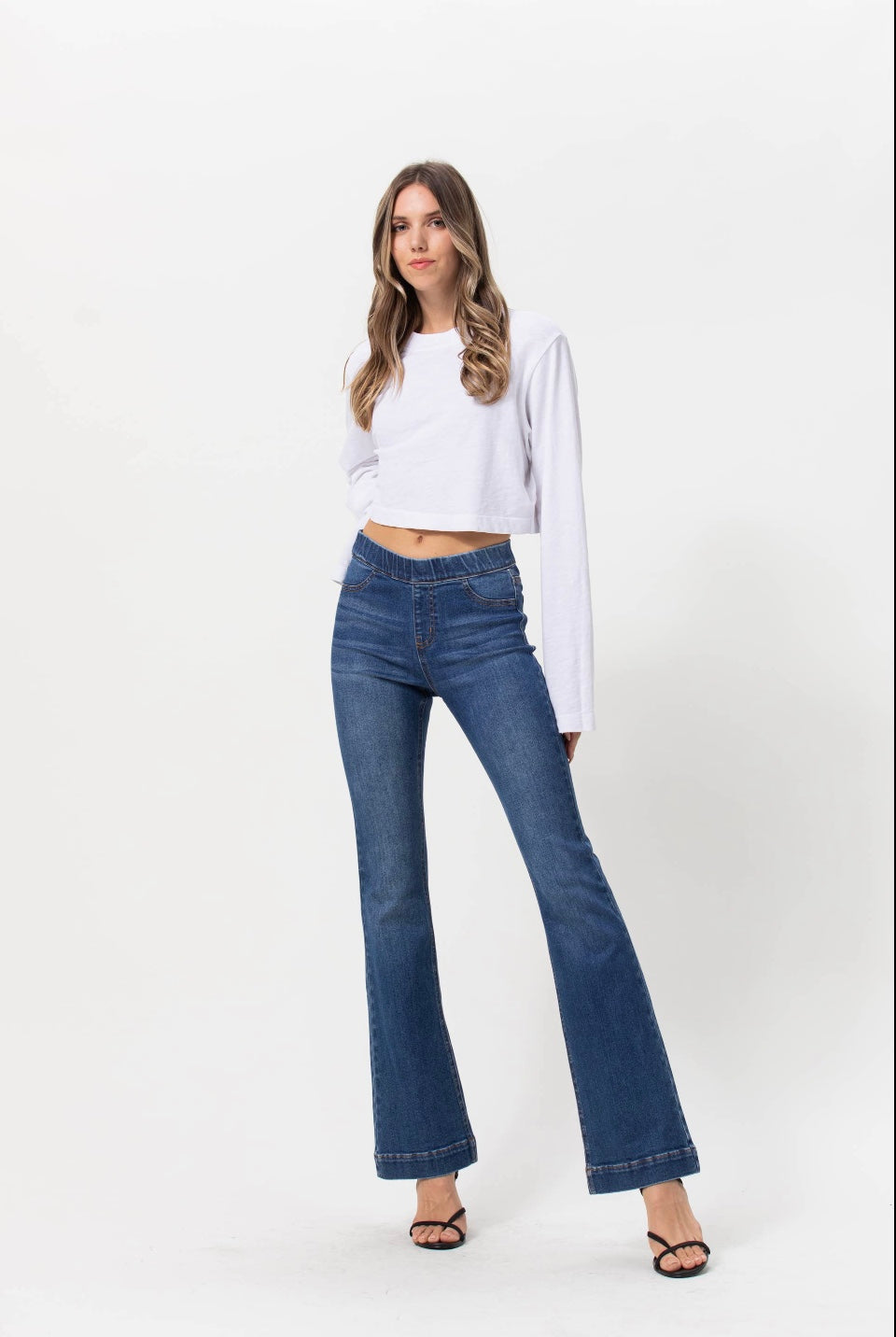 Pull-On Mid Rise Flare Denim