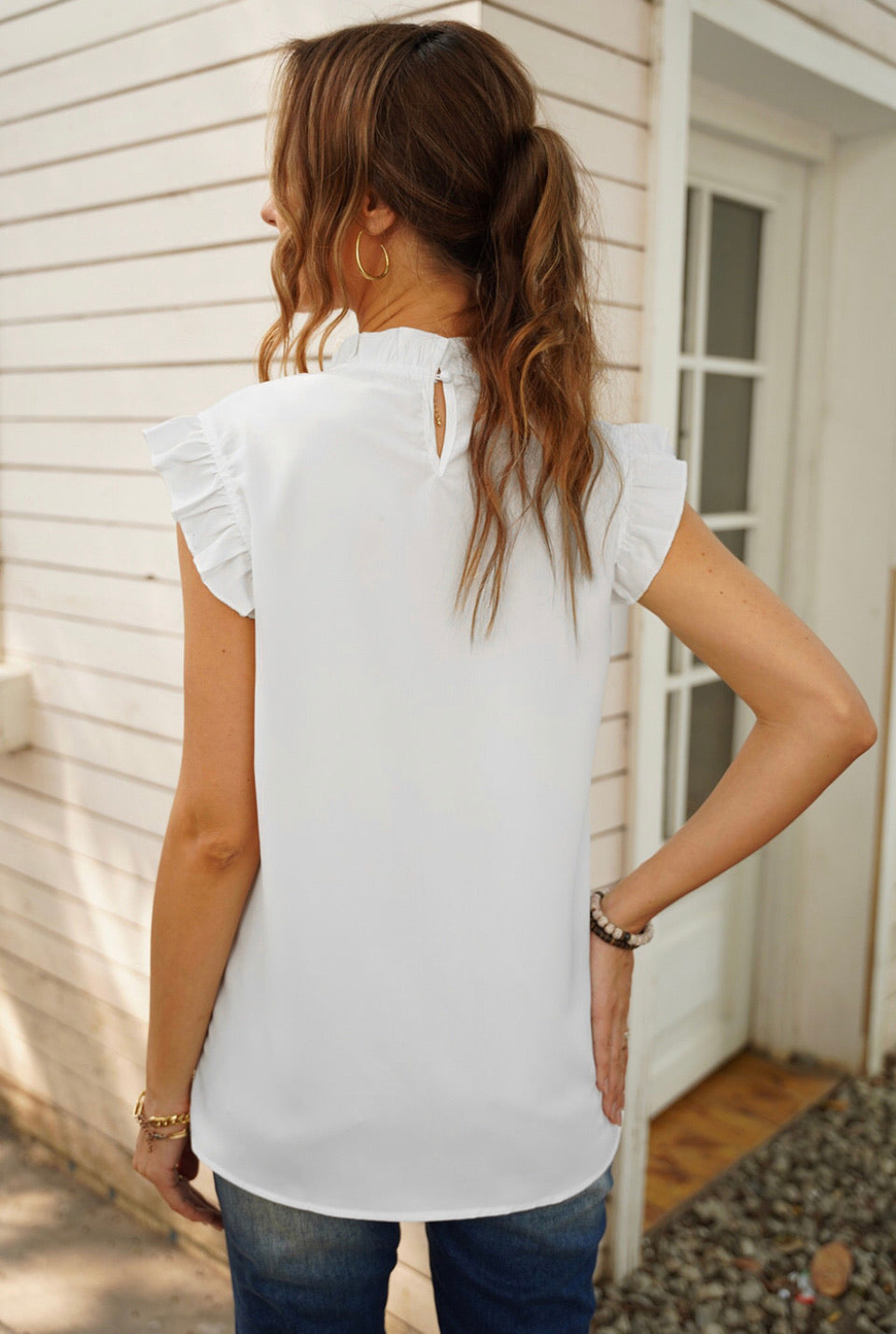 White Flounce Blouse