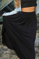 Black Smock Waist Maxi Skirt